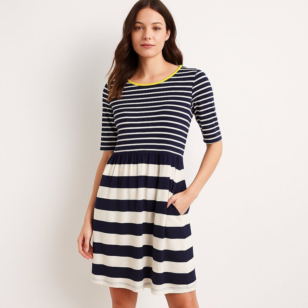 Anthropologie Saturday Sunday cotton Breton stripe tee dress nautical coastal S